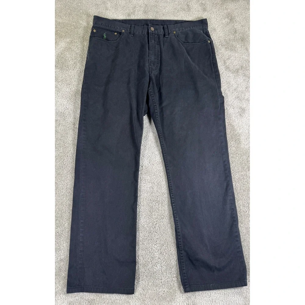 Polo Ralph Lauren 650 Straight Leg Dungarees Black Cotton Pants Mens 38x32
